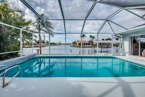 Large saltwater heated pool