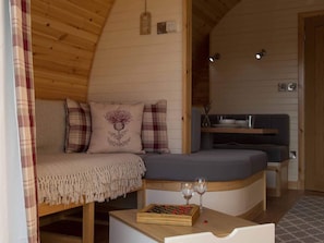 The inside of our Glamping Pod