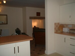 Looking from kitchen into living area