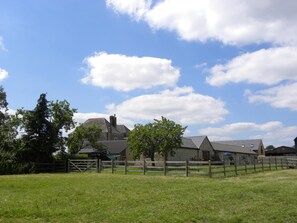 Rear view of Cottages and garden from the fields