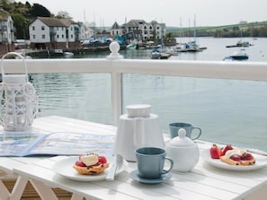 Devonshire cream tea on the balcony