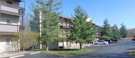 Ground level two bedroom condo on the edge of Jellystone Park. 
