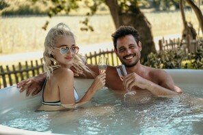 Drinks in the hot tub