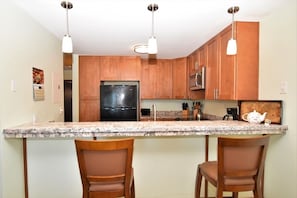 Additional seating at the breakfast bar.