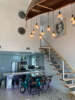 Kitchen/dining area , notice scooter dining table