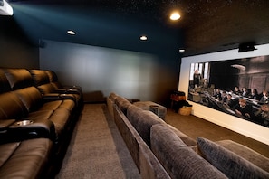 Movie room with plenty of seating for the whole family