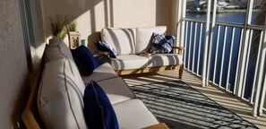 sunbrella patio set on lanai