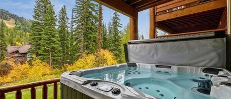 Soak up in the hot tub