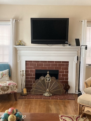 TV and fireplace (electric logs)