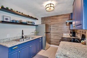 Full Kitchen with Stove and Full Size Refrigerator