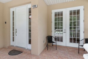 Front porch of the 4 BR, 3.5 BA Manta on the Marina