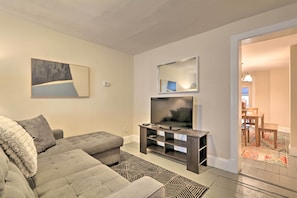 Living Room | 1880's Original Hardwood Plank Flooring | 2-Story Property