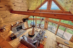 Overlooking the living room from the 3rd floor master loft suite.