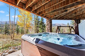 Exterior: Private hot tub, ground floor patio