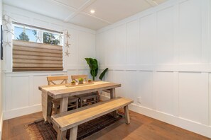 Dining table seats 4-2 extra chairs are available