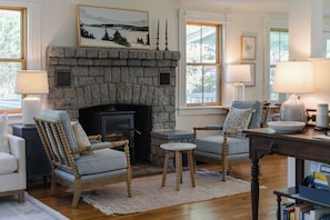 Enjoy a warm fire to gather around in the evening