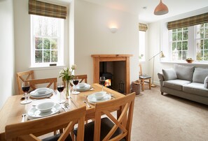 Ground floor: Dining room with wood burning stove