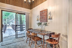 Dining Area | Wood Dining Table | Dishware & Flatware Provided