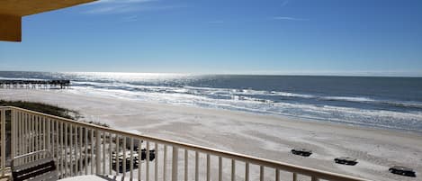 Unobstructed views of the Gulf from your 20 foot wide balcony. Southwest view.
