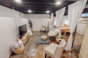 Family Room in Basement with Smart TV