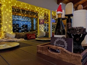 Welcome to the Enchanted Pines Resort.  Current phots show Winter Decor.