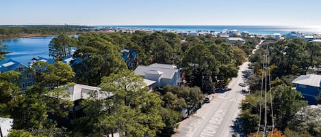 Aerial Toward Beach, Driveway at the "GR"