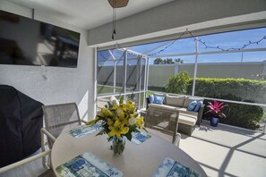 Enjoy a meal under the fan