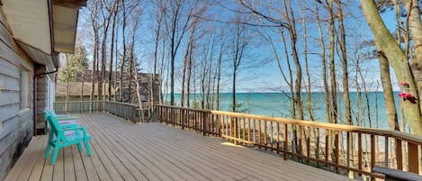 Enjoy the sights and sounds of Lake Michigan from the huge deck. 