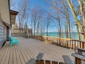 Enjoy the sights and sounds of Lake Michigan from the huge deck. 