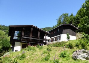 Vue du chalet depuis le jardin de 8000m2