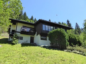 Vue du chalet depuis le chemin d'arrivée