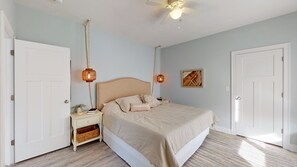 Primary bedroom | King bed | Contemporary coastal style