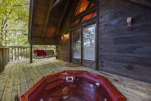 Plenty of space to cozy up to your partner in our hot tub