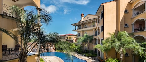 Poolside view from the living room balcony