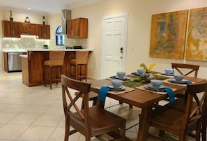 Open concept kitchen and dining area