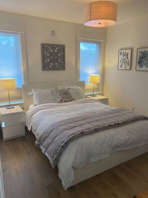 Queen sized bed with Posturepedic, pillow top mattress.