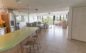 View of the spacious condo, as seen from the entrance foyer