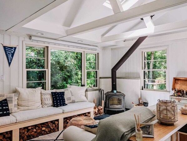 Living room and wood stove