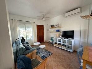Living-room with heating and airco.