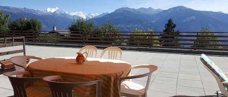 70 sqm south facing terrace overlooking the mountains