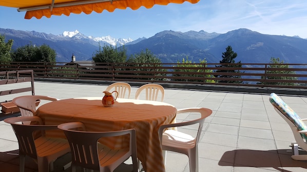 70 sqm south facing terrace overlooking the mountains