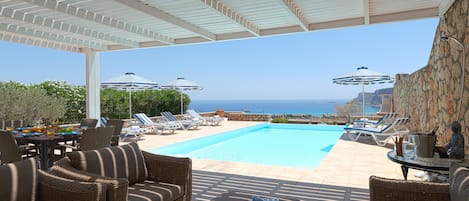 Villa Aegean Blue View Seating Area and Infinity Pool