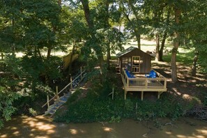 Gazebo on the river--adirondack and outdoor seating for fishing, sightseeing, and relaxing