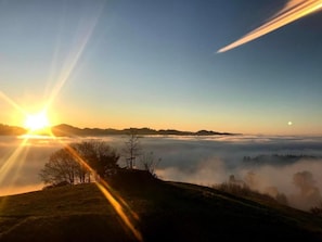 Sunset above the fog