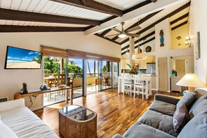 Vaulted ceilings and stunning hard-wood floors