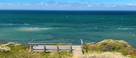 A stunning view of Cape Cod Bay and our association's deck.