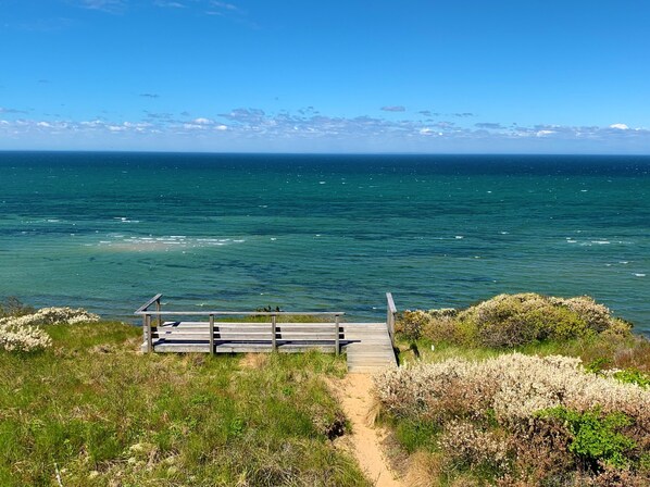 A stunning view of Cape Cod Bay and our association's deck.