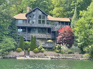 Lakeside view of home 