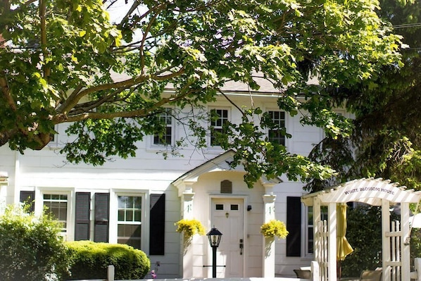 Entrance and private outside patio and front yard.