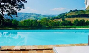 Very private outdoor pool with view onto the Sibilini Mountains